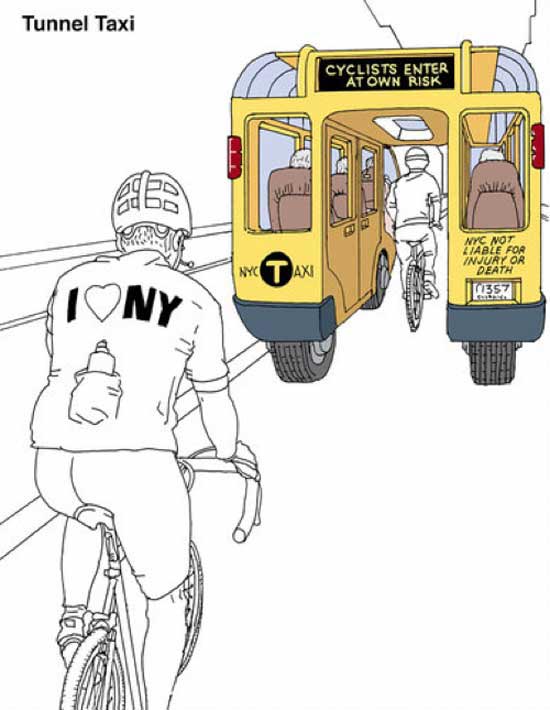 Таксі майбутнього - Tunnel Taxi, тунельне таксі створює ту саму додаткову смугу для безпечного руху велосипедистів і власників мотоциклів. 